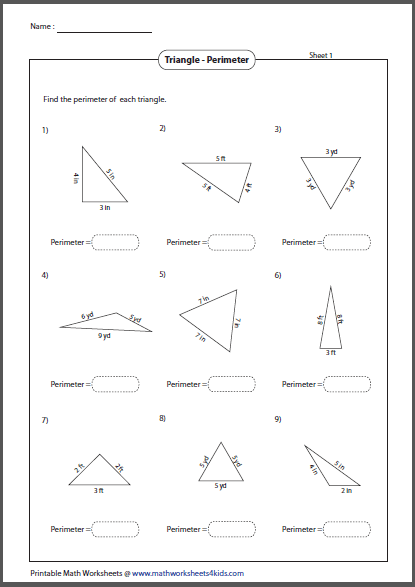 Perimeter With Missing Sides Worksheets