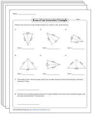 Area of an Isosceles Triangle Worksheets