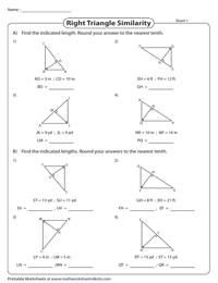 Similar Triangles Worksheets