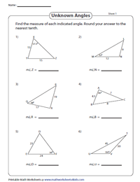 The Law of Sines Worksheets