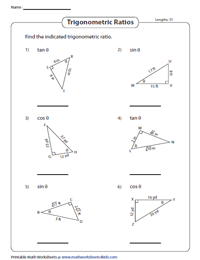 Primary Trigonometric Ratios Using Lengths | Customary