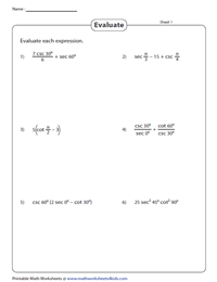Evaluate Trigonometric Expressions