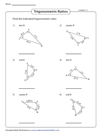 Reciprocal Trigonometric Ratios Using Lengths | Customary
