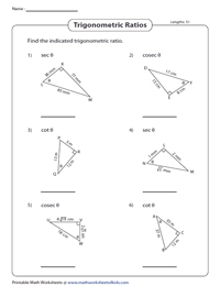 Reciprocal Trigonometric Ratios Using Lengths | Metric