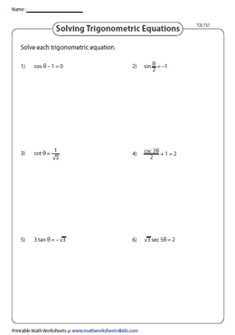 Solving Trig Equations - Type 2 (Level 1)