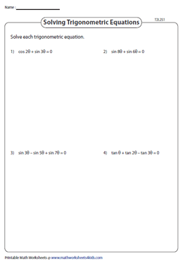Solving Trig Equations - Type 2 (Level 2)