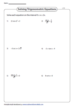 Solving Linear Trigonometric Equations - Level 1
