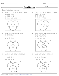 Complete the Venn Diagrams: Three Sets