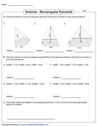 Volume of Rectangular Pyramids | Moderate