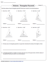 Volume of a Triangular Pyramid Worksheets