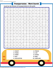 Means of Transportation | Word Search