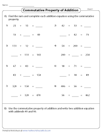 Commutative Property of Addition - Numbers Up To 3 Digits