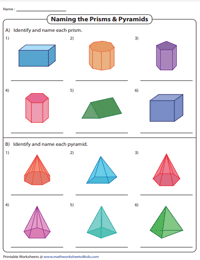 Identifying and Labeling 3D Shapes | Prisms and Pyramids