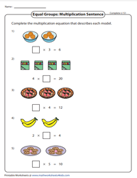 Multiplication Sentence - Equal Groups