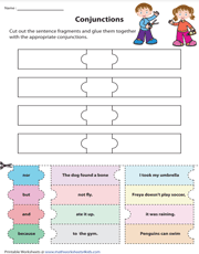 Conjunctions | Cut and Glue Activity