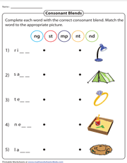 Writing Consonant Blends and Matching
