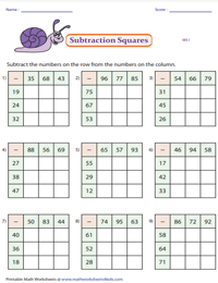 Subtraction Squares - 3*3 Grids