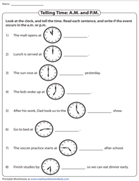 Reading Clocks in A.M. and P.M.