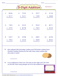 3-Digit Addition with Word Problems