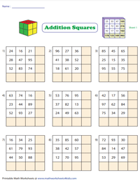 Addition Squares | Two-Digit Numbers