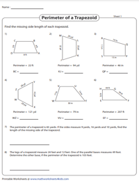 Perimeter of Trapezoids | Find the Base or Leg