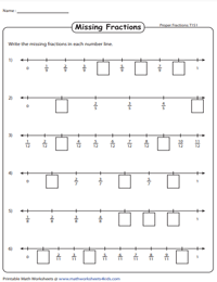 Missing Fractions on Number Lines