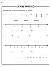 Missing Mixed Numbers and Fractions on Number Lines