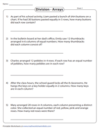 Array Division Word Problems