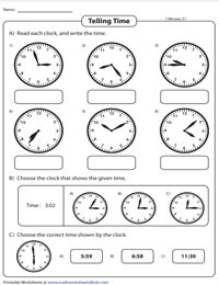 Telling Time | 1-Minute Increments