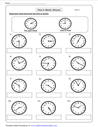Writing Time with 1-Minute Increments | Analog Clocks