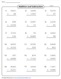 Addition and Subtraction of 4-Digit Numbers