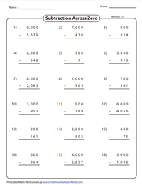 Subtraction from the Multiples of Powers of 10