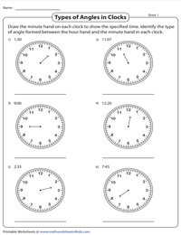 Types of Angles in Clocks