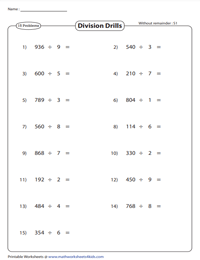 3-Digit by 1-Digit | 1-Minute Division Drill