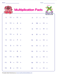 Single Number Multiplication Facts | Fact 11