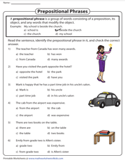 Identifying the Prepositional Phrases | MCQ