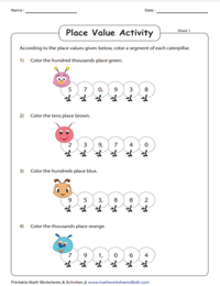 Color the Caterpillar | Place Value Activities