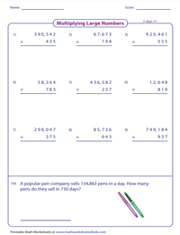 Multiplying Large Numbers by 3-Digit Numbers