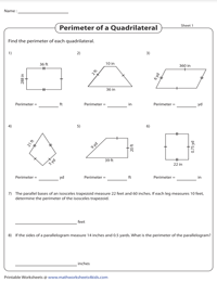 Find the Perimeter of Quadrilaterals | Unit Conversion