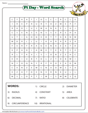 Pi Day | Word Search