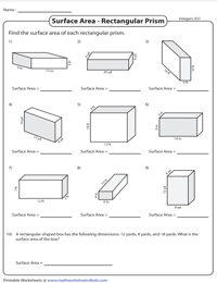 Surface Area of Rectangular Prisms | Side Lengths