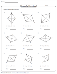 Area of a Rhombus | Integers - Type 1