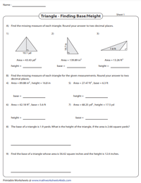 Missing Base Length or Height of Triangles