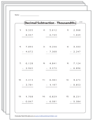 Decimal Column (Vertical) Subtraction