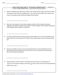 One-Step Equation Word Problems