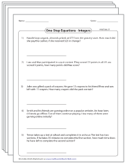 One Step Equation Word Problems