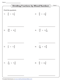 Dividing Proper Fractions and Mixed Numbers