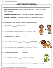 Completing Sentences with Subject or Object Pronouns
