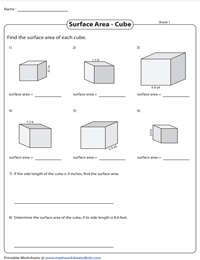 Surface Area of Cubes with Decimal Side Lengths