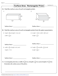 Surface Area of Rectangular Prism | Fractions